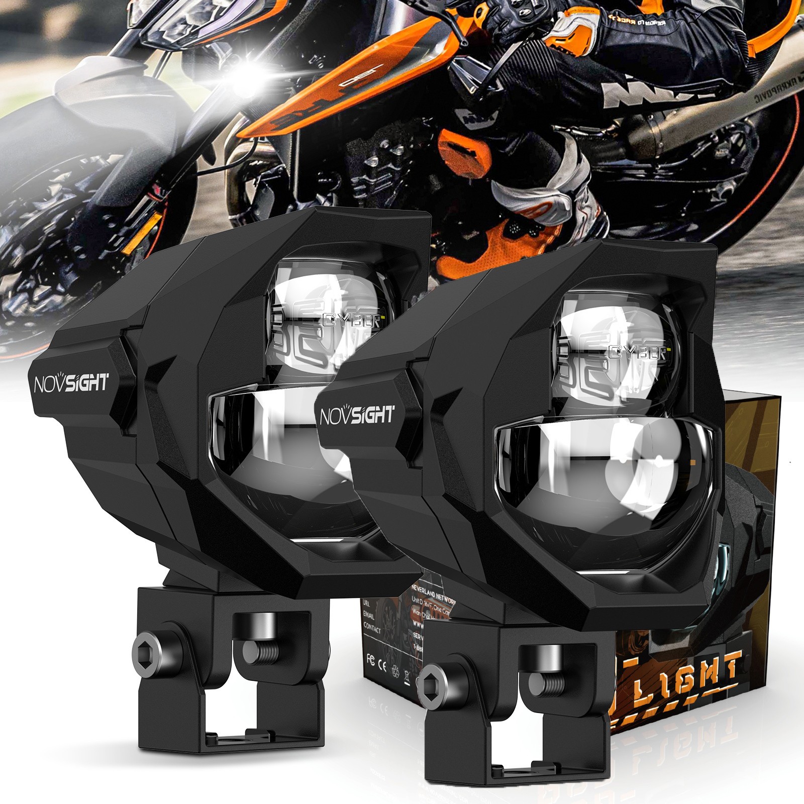 2X Motorcycle 3″ LED Work Light Pods Auxiliary Driving Fog Amber/White Lights