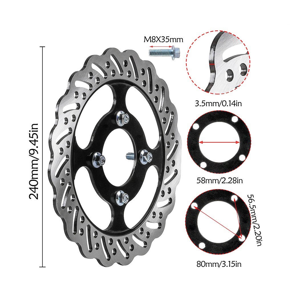 240mm 9.45” Front Brake Disc Rotor & Bolts For Apollo SSR 125CC 150CC Dirt Bike