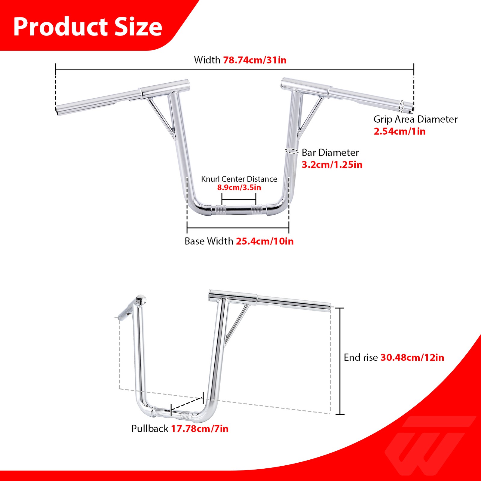12″ Pre-Drilled Meathook Handlebars For Harley Sportster Softail Dyna Road Glide