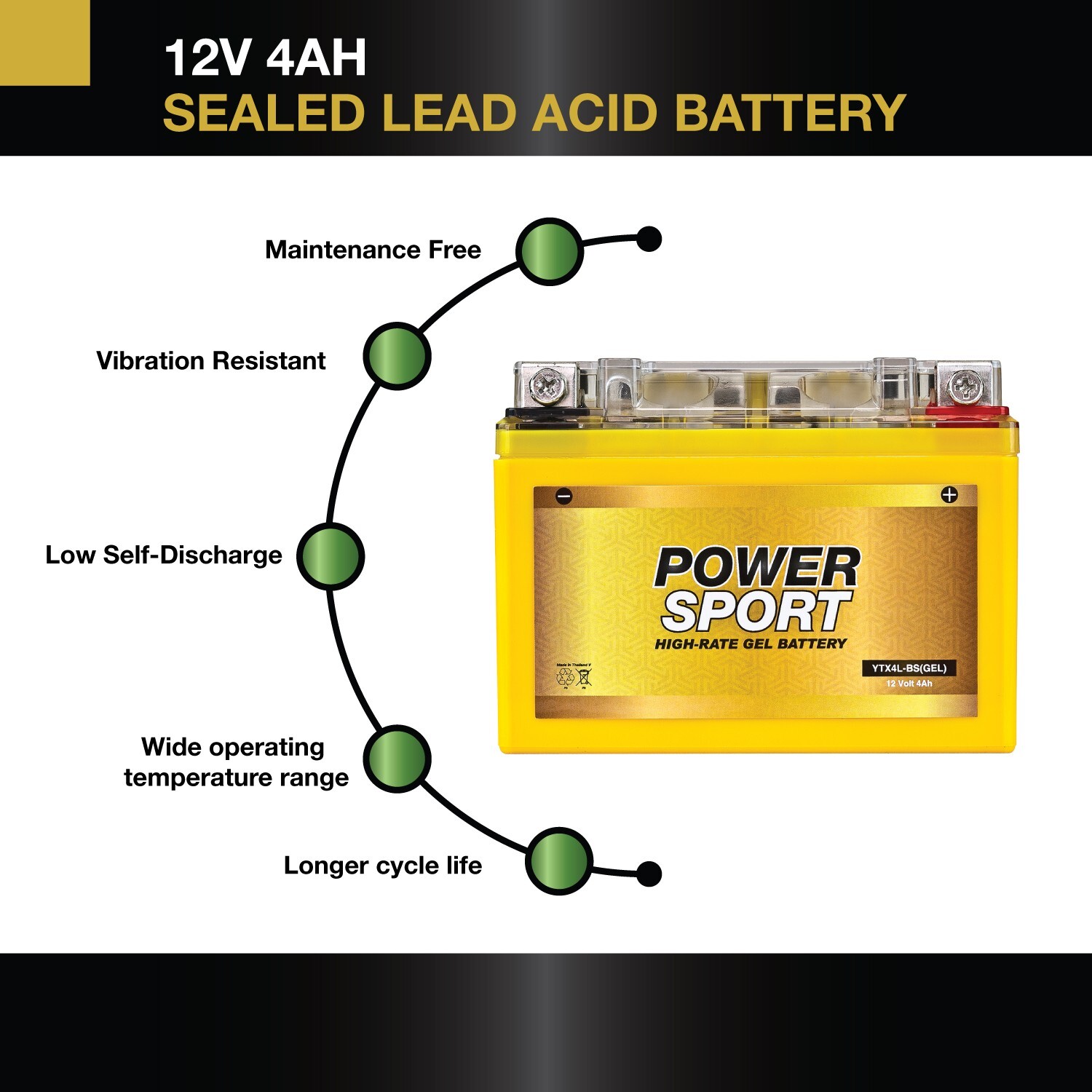 2 Pack – YTX4L-BS Rechargeable GEL Battery Replaces ATV Motorcycle Scooter Moped