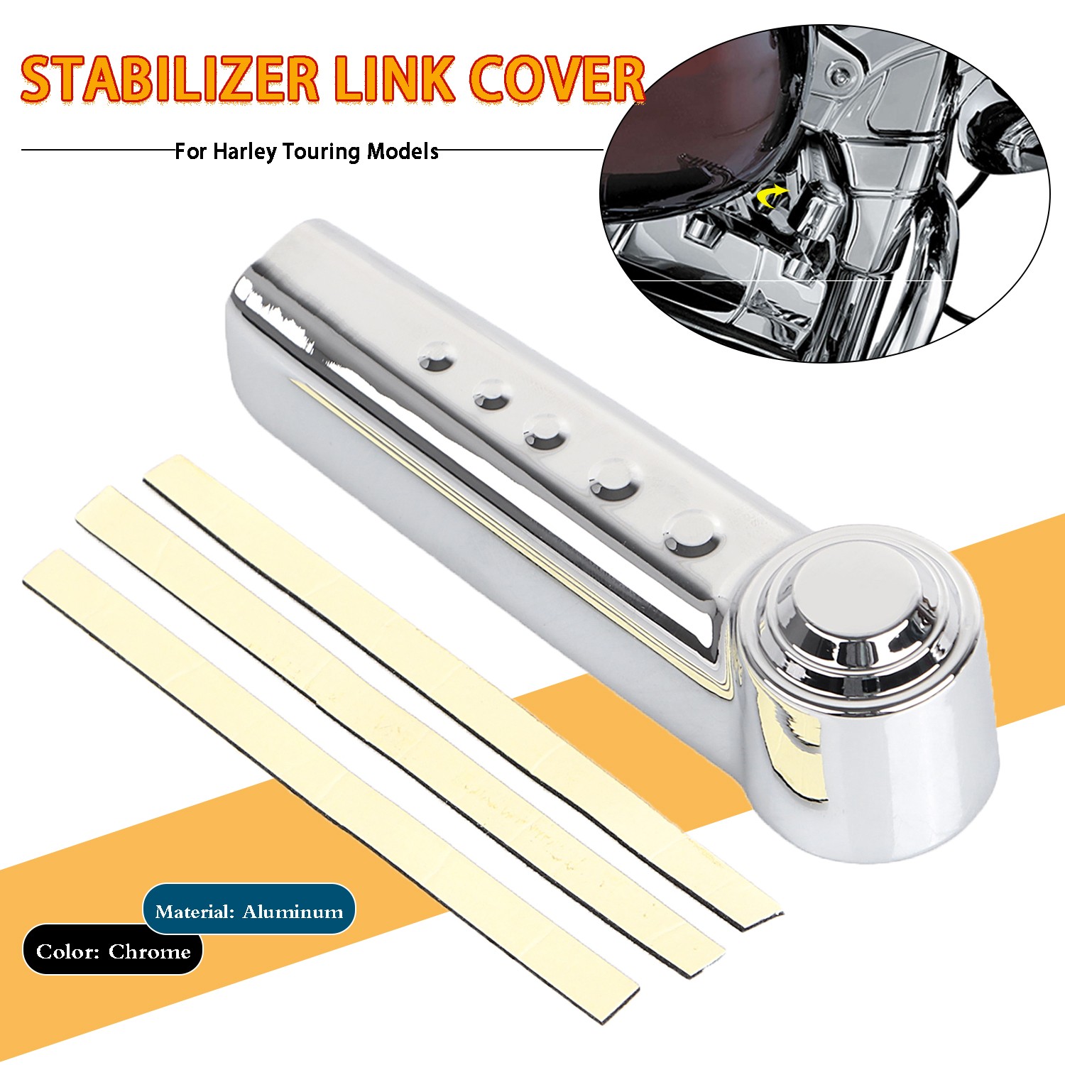 Chrome Front Upper Stabilizer Link Cover For Harley Road King Glide FLHR Classic