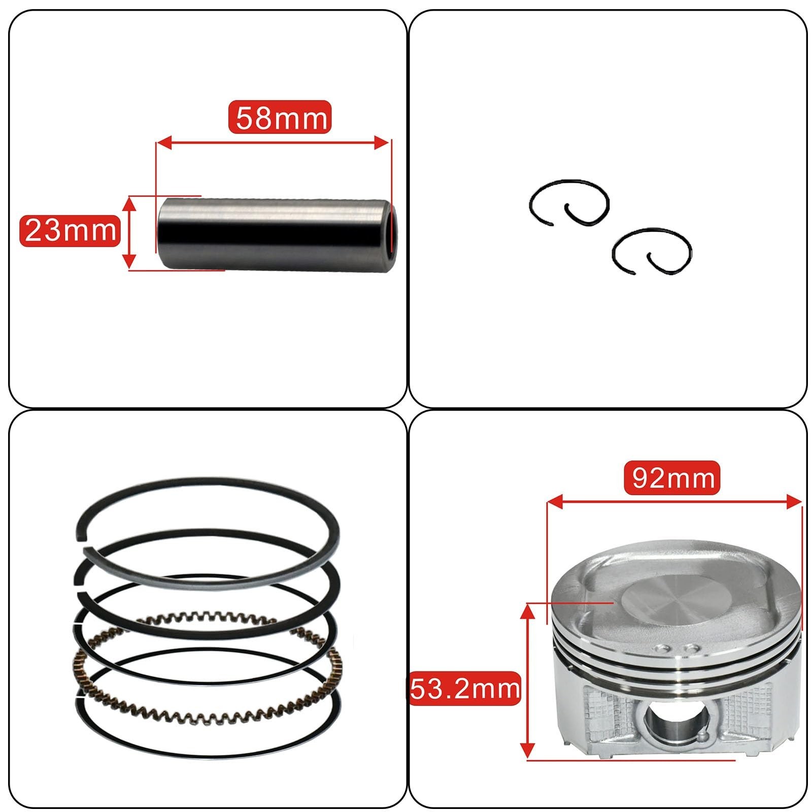 High-Performance Cylinder Top End Rebuild Kit for 92cc Engines – Complete Set