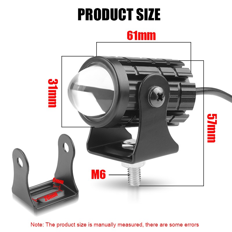 2X Motorcycle Headlight Universal LED Headlamp Projector Lens Spotlight Mini ATV