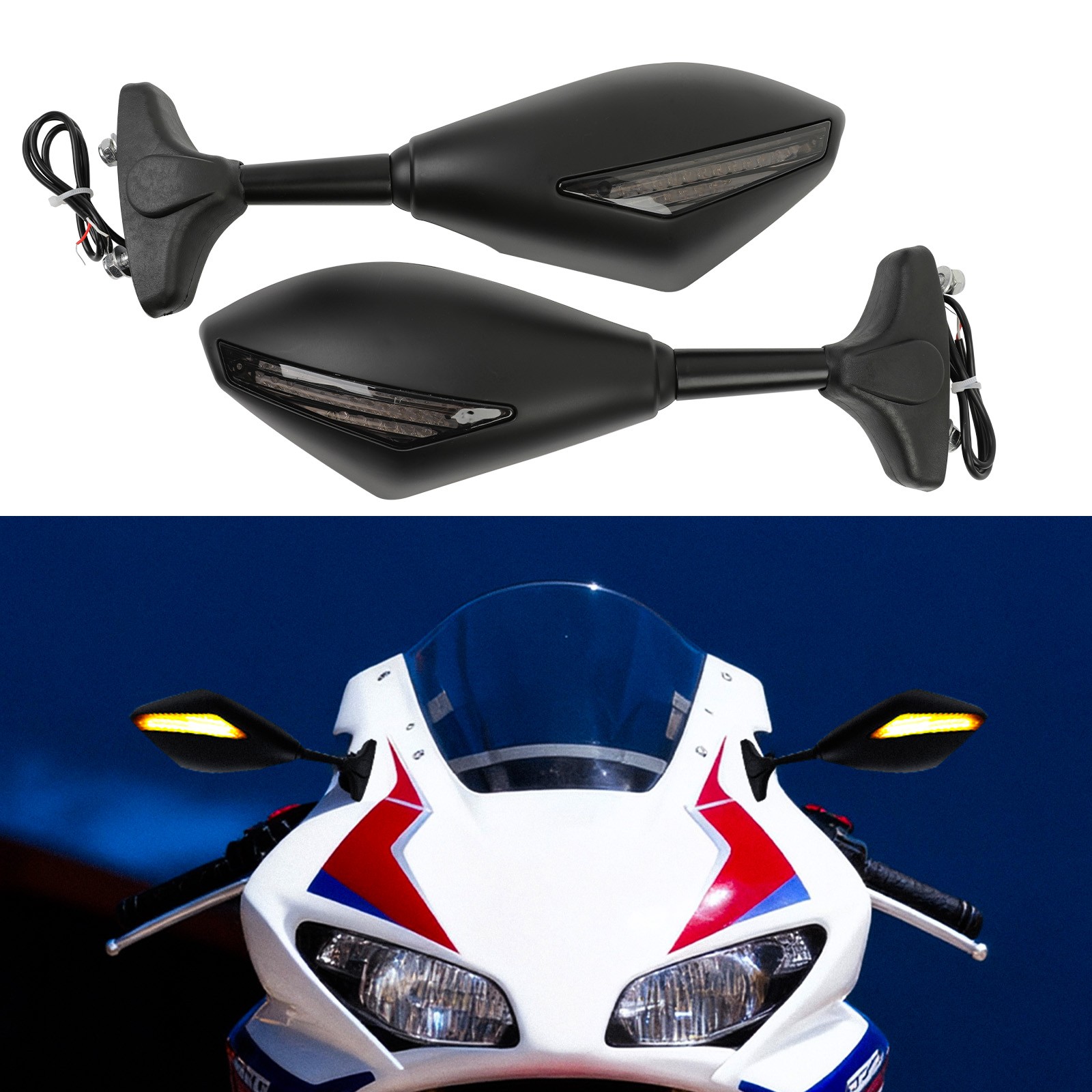 Motorcycle Mirror w/LED Turn Signal For Honda VTR 1000 F Firestorm RC51 RVT1000R
