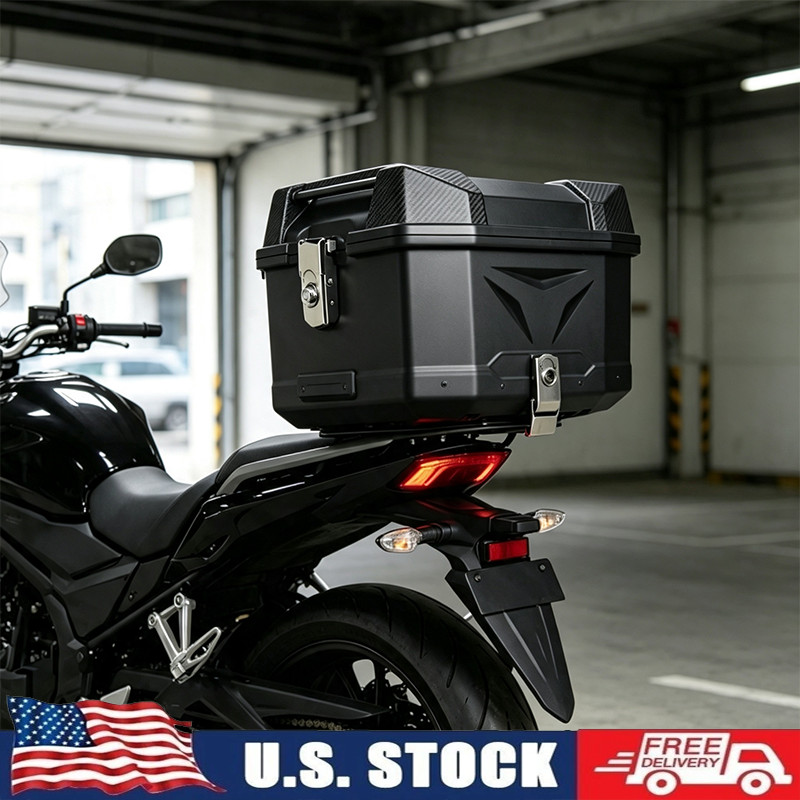 Motorcycle Top Case Tail Box Waterproof Luggage Scooter Trunk Storage Black 45L