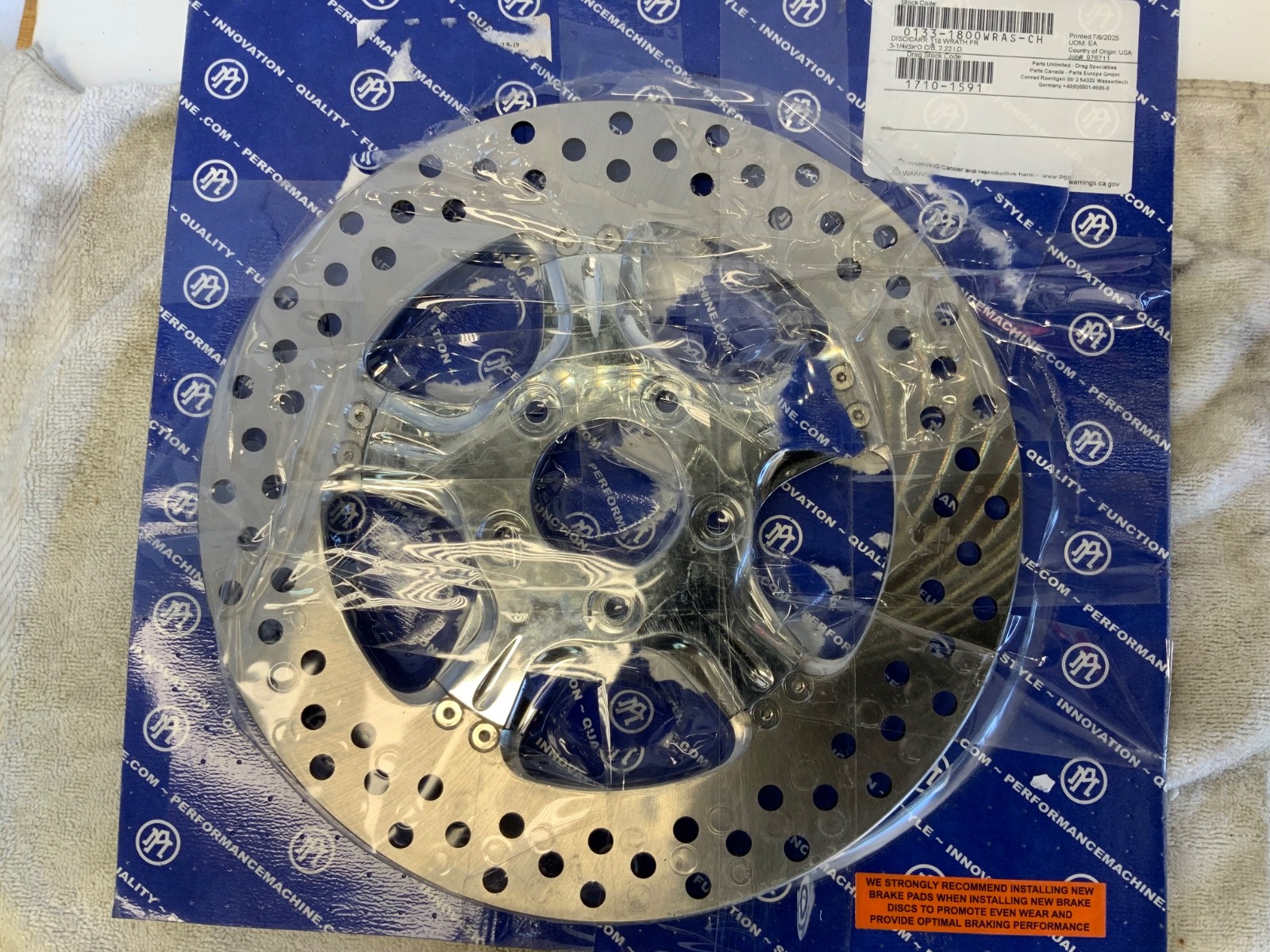 Harley NEW Performance Machine PM Ch Wrath 11.8 Left or Right Front Brake Rotor