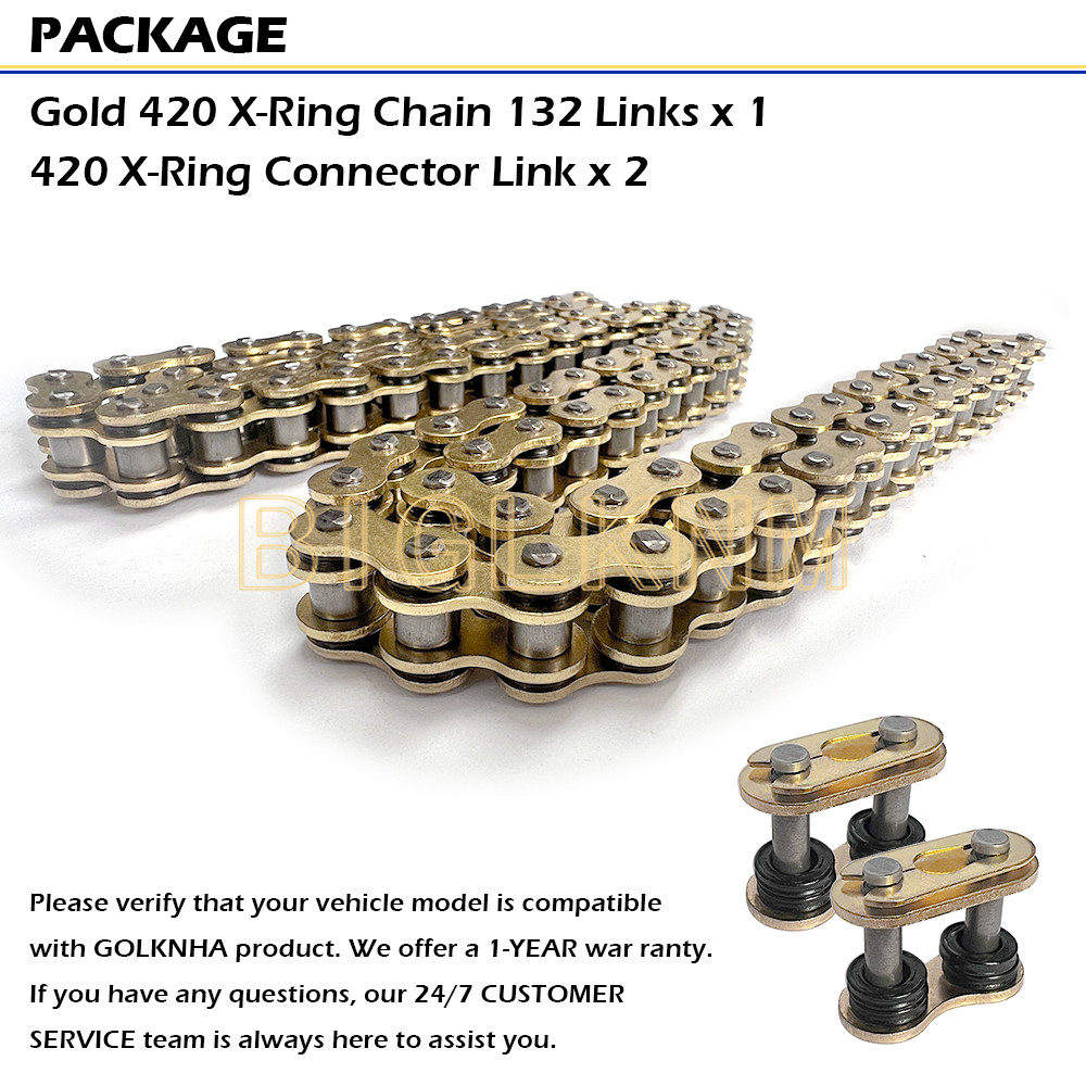 Gold 420 X-Ring Chain 132 Links With Connecting Master Link for Aprilia RS50