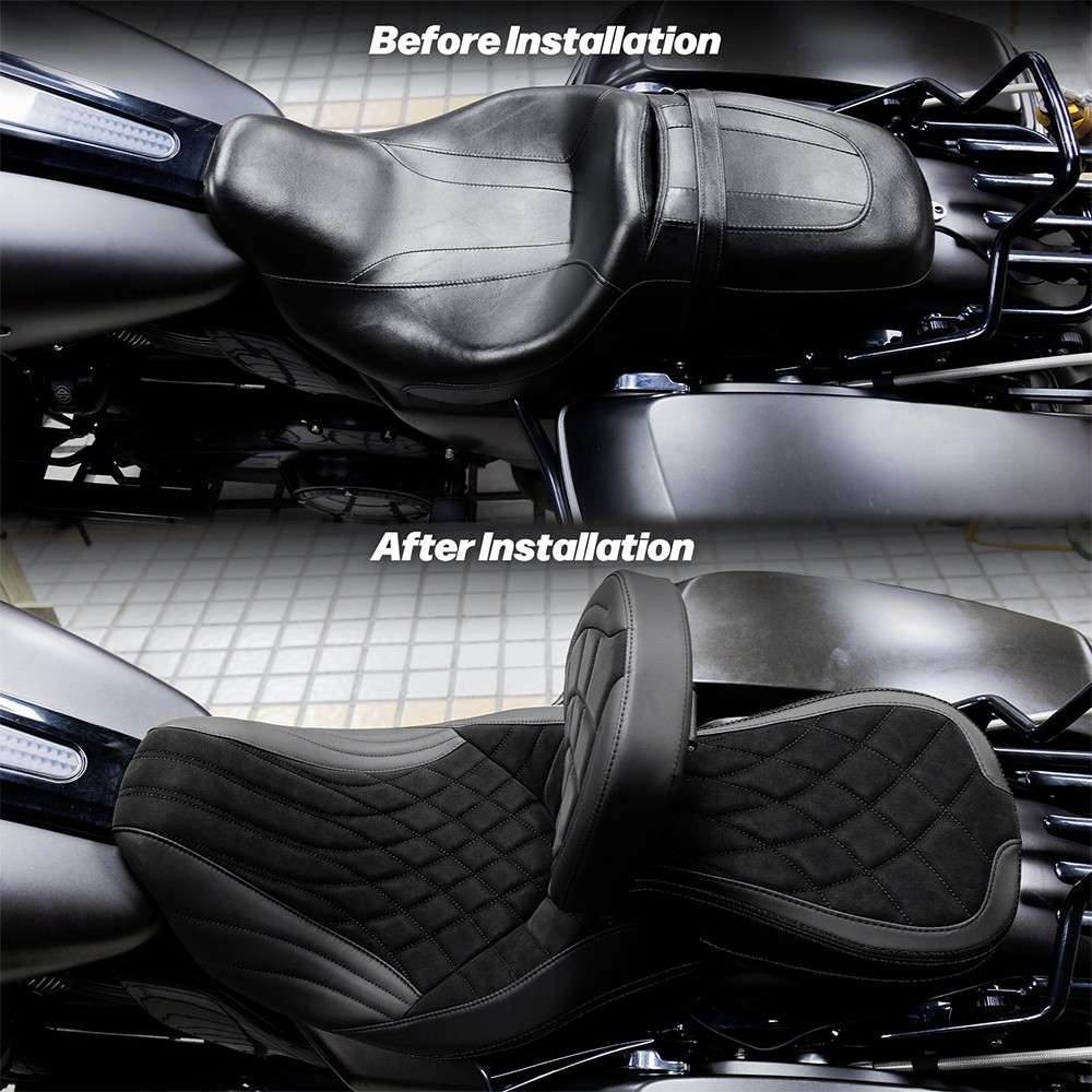 2-Up Seat w/ Backrest Pad For Harley Ultra Limited / Low FLHTK FLHTKL 2014-2023