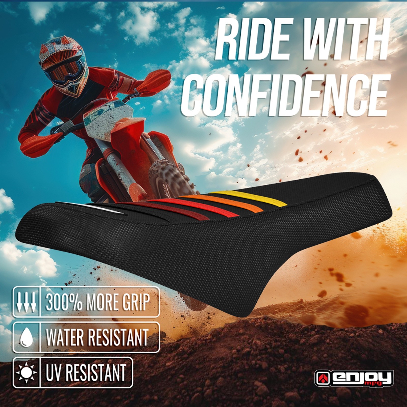 Ridstar Q20 Ebike gripper seat cover all BLACK w/ MULTI-COLOR ribs #477