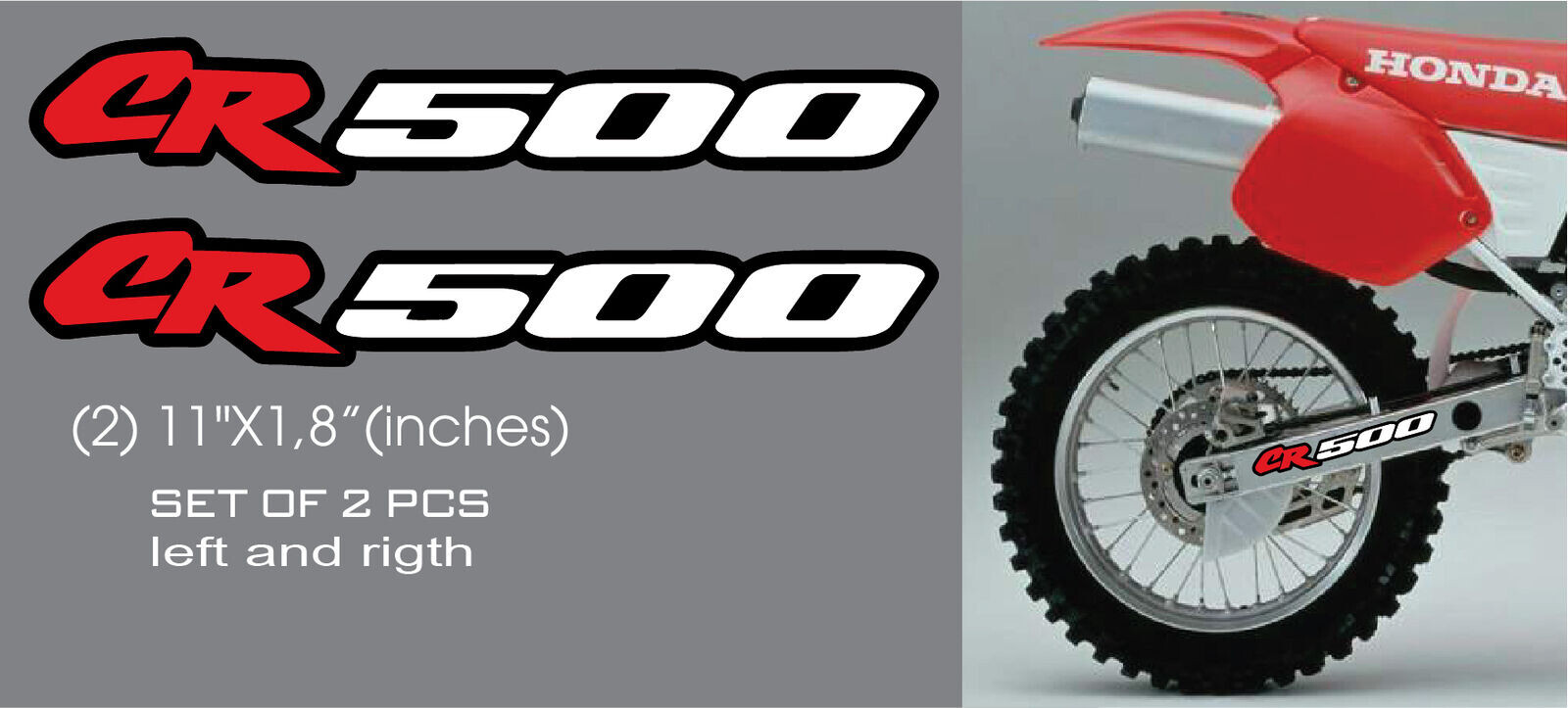 Swingarm Decal sticker graphics kit fit: CR500r dirtbike CR500 CR 500 500R