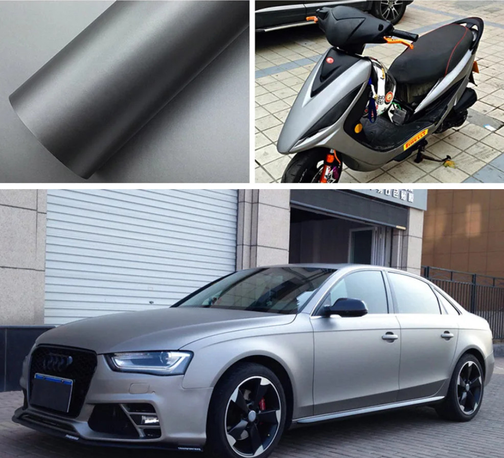 Full Roll 100FT x 5FT Matte Grey Vinyl Wrap with Air Release For Vehicle Car US