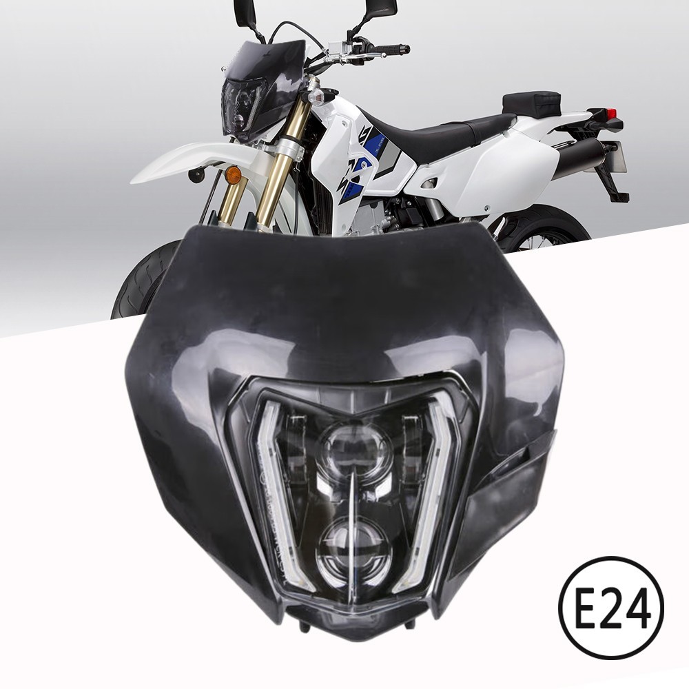 LED Headlight With Black Mask Fairing DRL For Suzuki DRZ400SM DRZ400S DRZ400E