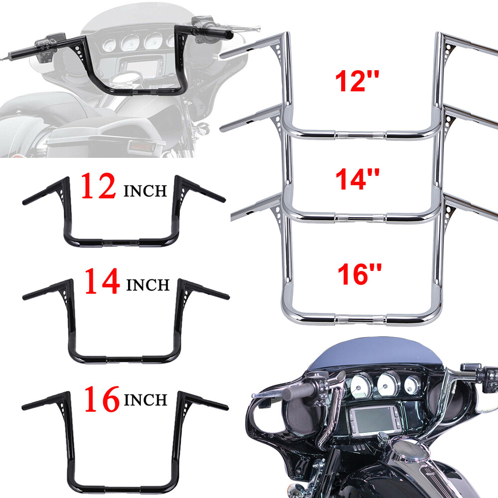16” 10″ 12″ 14″ Meathook Ape Hanger Handlebar For Harley Electra Street Glide