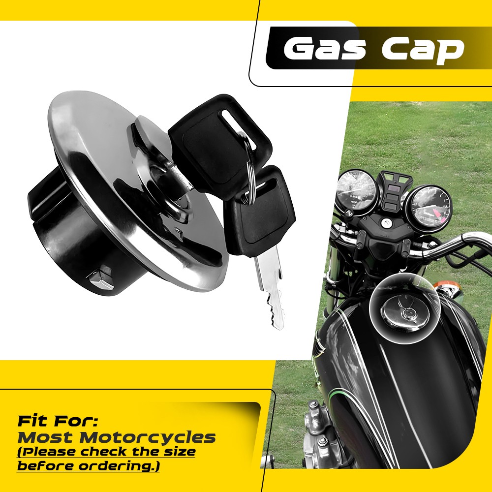 Motorcycle Universal Silver Lid Gas Fuel Cap Tank Cover With Key Lock For ATV
