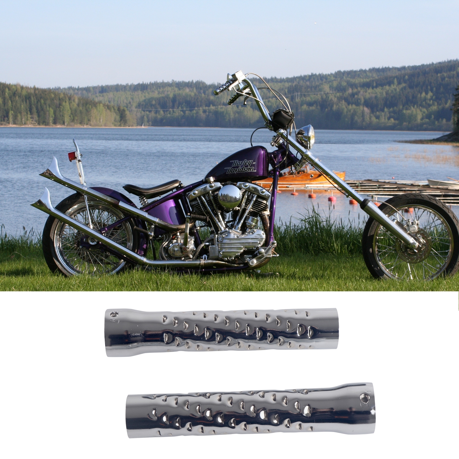 SHARKROAD Quiet Exhaust Muffler Insert for 1.75” O.D. Fishtail or Drag Pipes