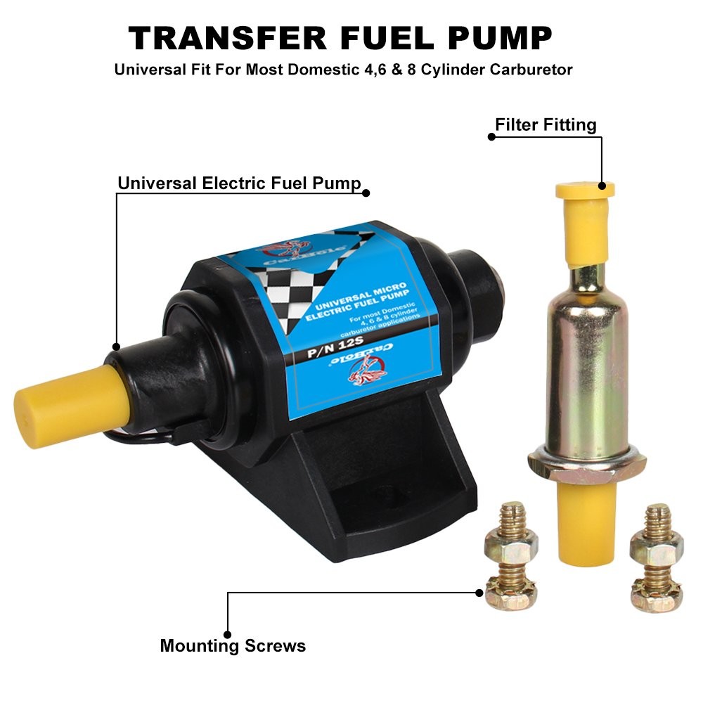 Universal 12V Electric Inline Fuel Pump 4-7 PSI 35GPH Gas Gasoline FE0127 FE0539
