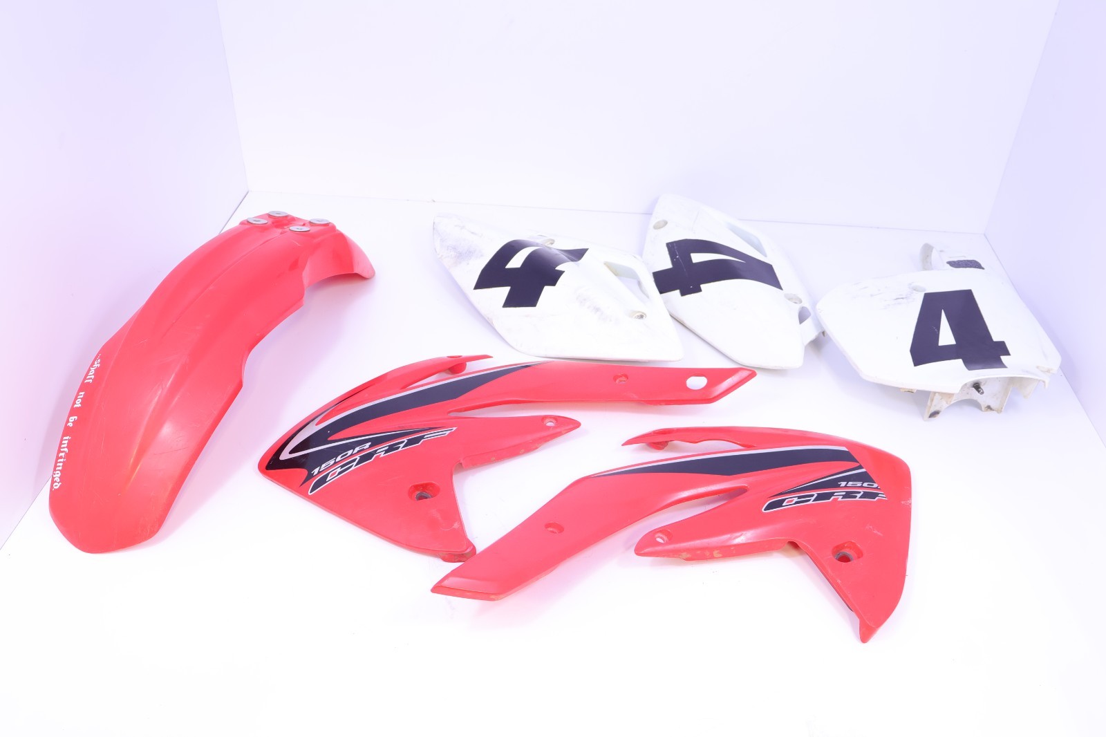 07-26 Honda CRF 150RB Plastics Front Fender Side Shrouds panels Plates