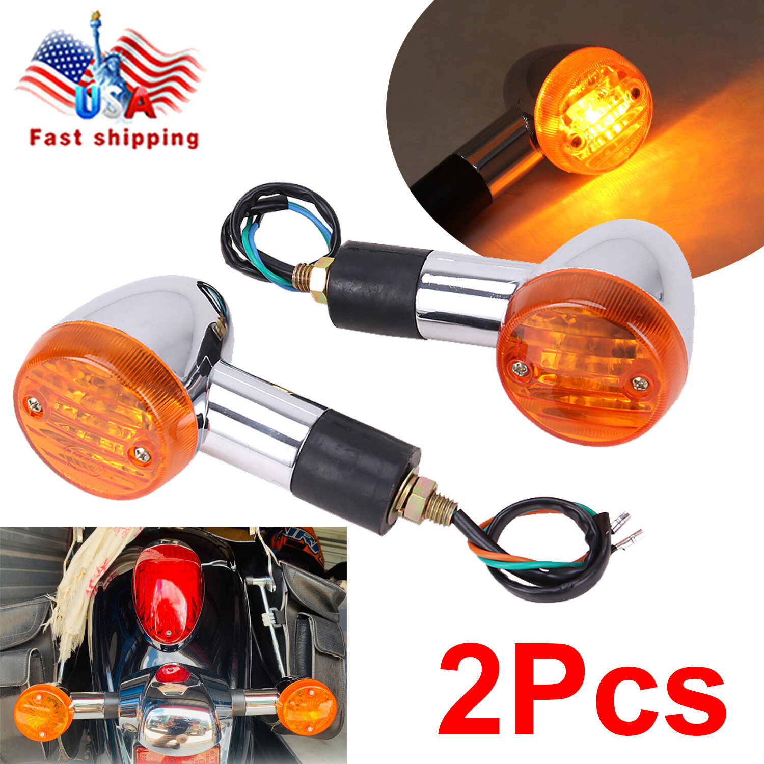 Pair Turn Signals Blinkers For Honda Shadow VT750/1100/VTX 1300 1800 GL Valkyrie