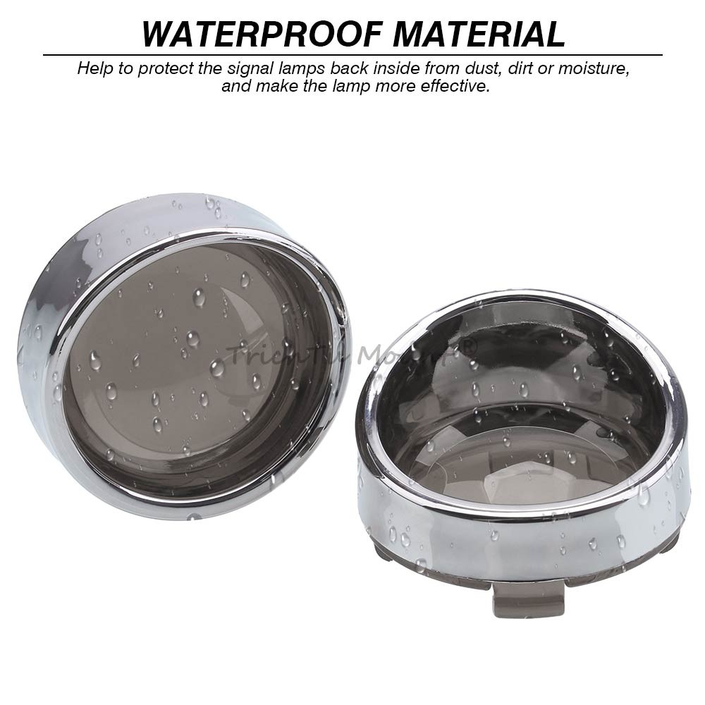 4PCS Smoke Turn Signal Light Lens Cover Chrome Bezel Visor For Harley Softail US