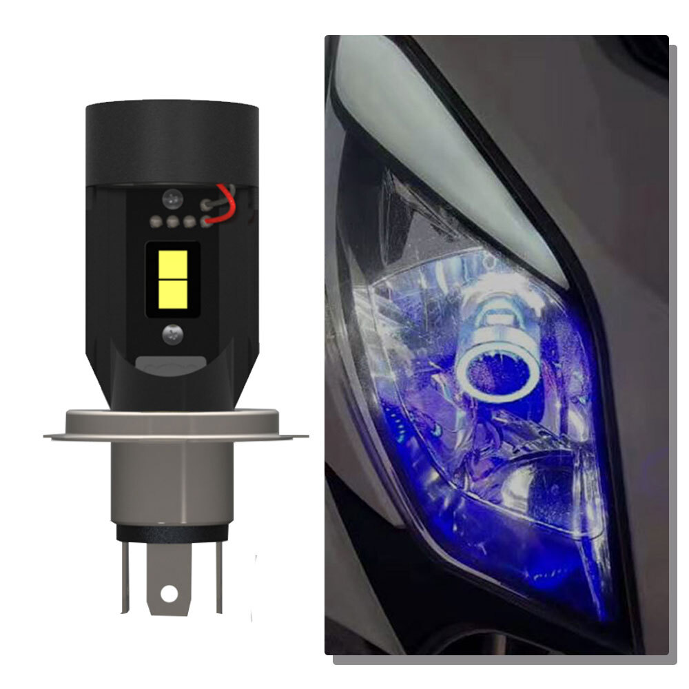 5in1 12/24V Angel Eye LED H4 HS1 P43T Car Headlight Light Motorcycle Lamp Bulb