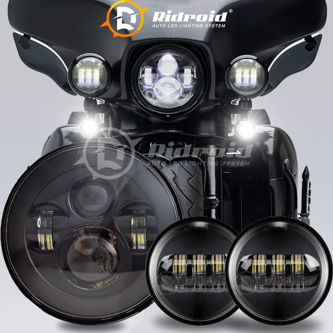 7″ inch LED Headlight + 4.5″ Passing Light For Harley Heritage Softail Classic A