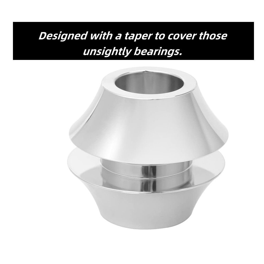 Chrome 25mm Tapered Front Axle Wheel Spacers For Harley Street Road Glide 08-23