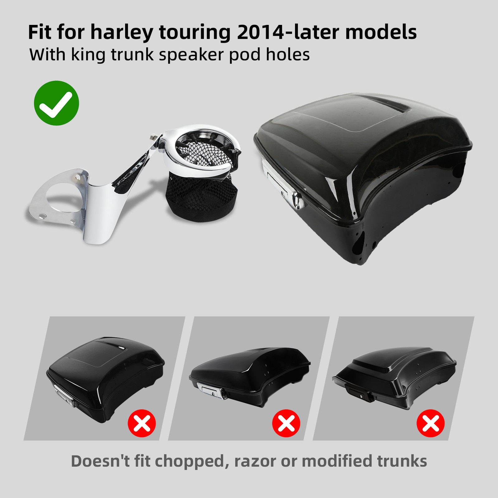 Rear Passenger Drink Cup Holder For Harley Touring Road Electra Glide 2014-2023
