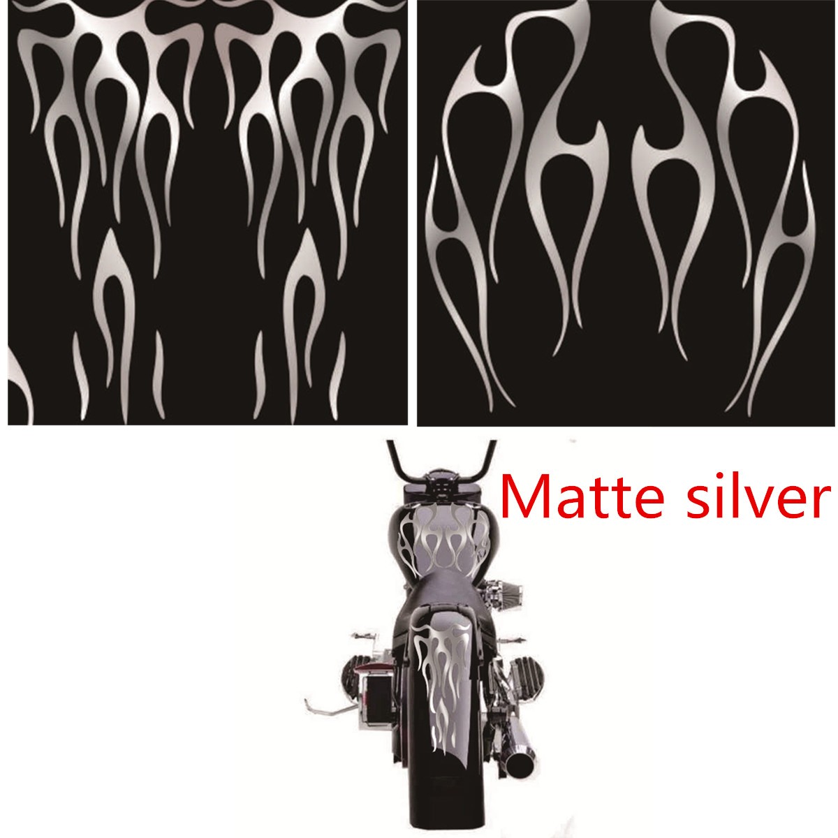 Matte Silver Flame Vinyl Decal Sticker For Motorcycle Gas Tank & Fender Stickers