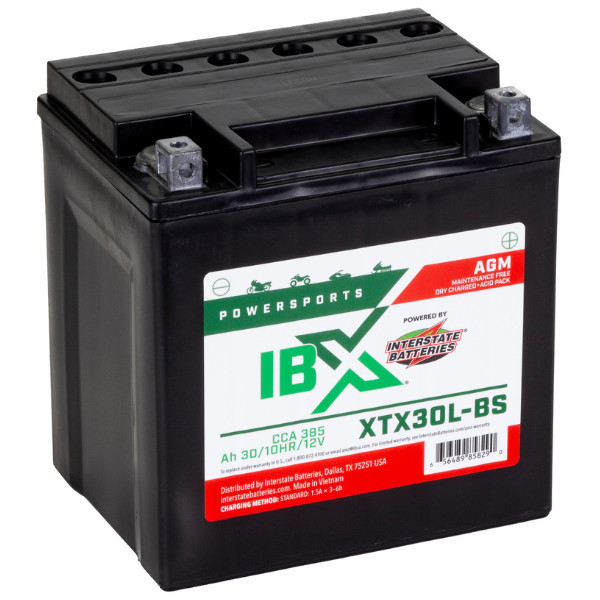 Interstate Batteries YTX30L-BS 12V 30Ah Rechargeable AGM Powersports Battery