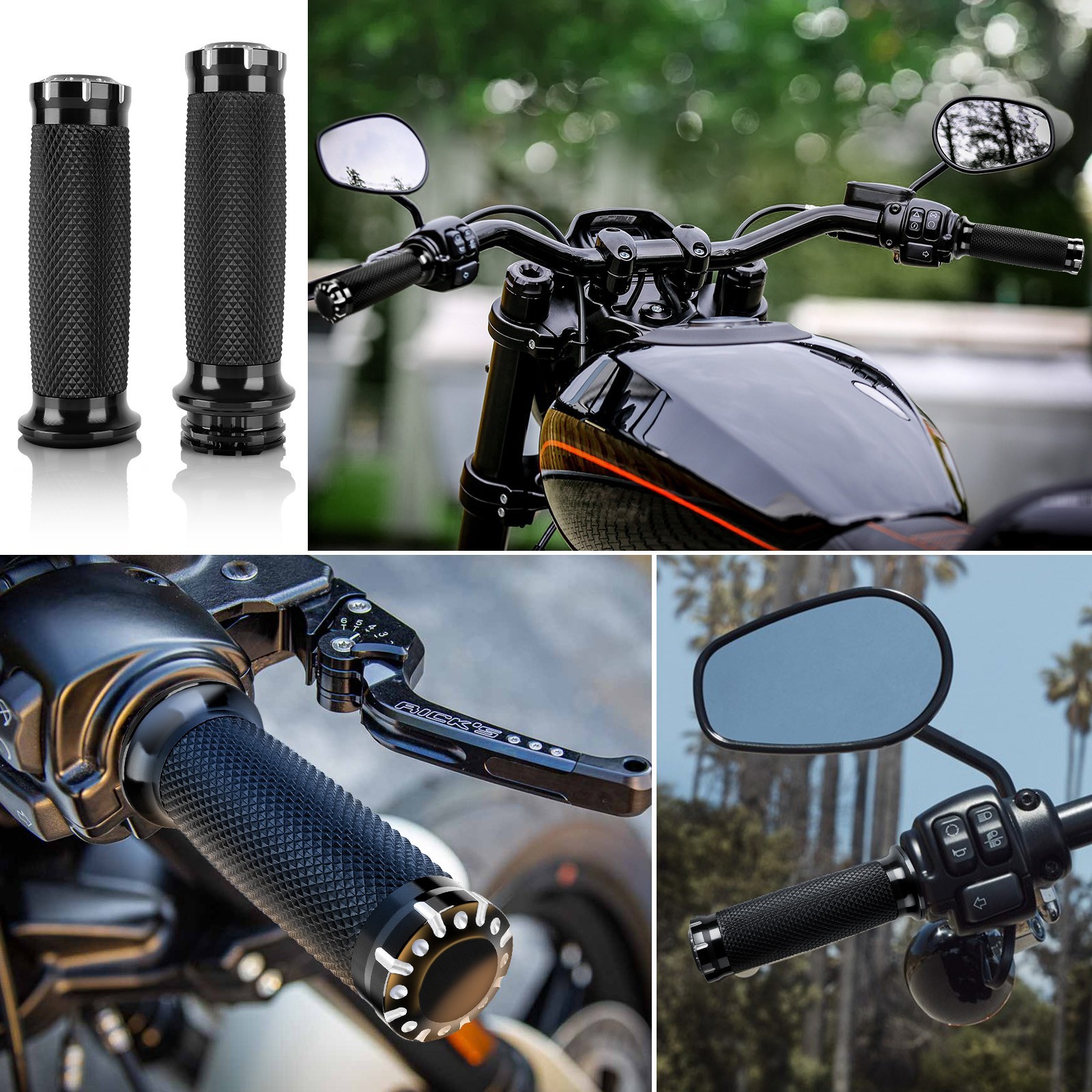 1″ Inch-Handle Bar Hand Grips For Harley Touring Electra Glide Road King Softail
