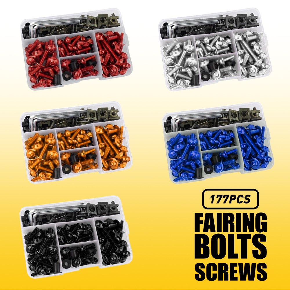 177/195PCS Motorcycle Complete Bolts Fairing Bodywork Screws Set Nuts M5 M6
