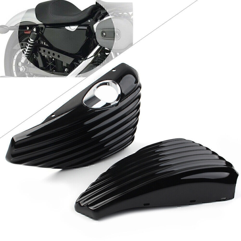 Left & Right Side Oil Tank Battery Cover Fit Harley Sportster XL883 XL1200 04-13