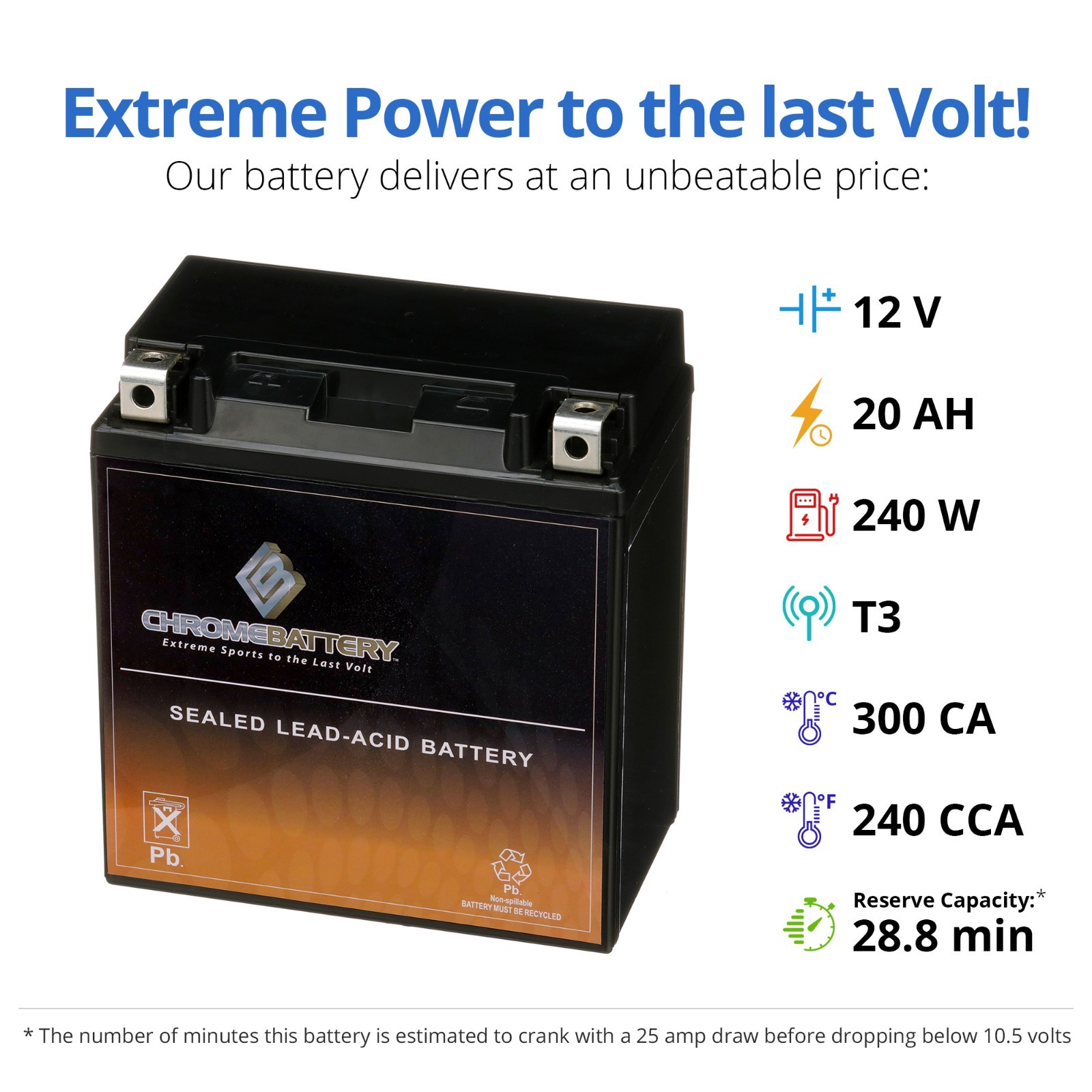 YTX20CH-BS High Performance – Maintenance Free – Sealed AGM Motorcycle Battery