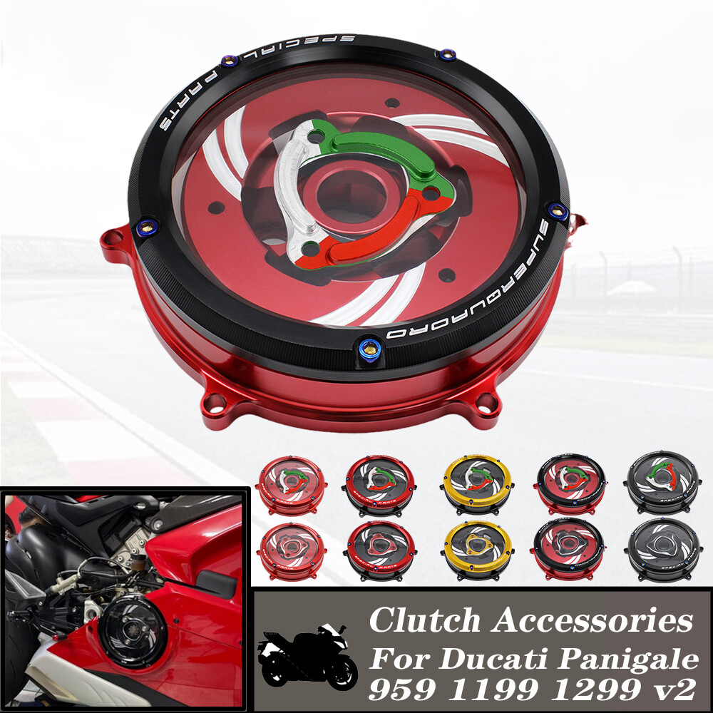 For Ducati Panigale 959 1199 1299 2012-2015 R/S V2 Engine Clear Clutch Cover CNC