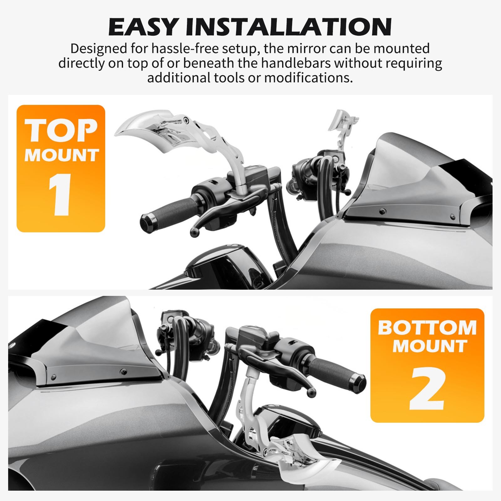 Chrome Flame Motorcycle Rearview Side Mirrors For Honda Fury VT1300CX Chopper
