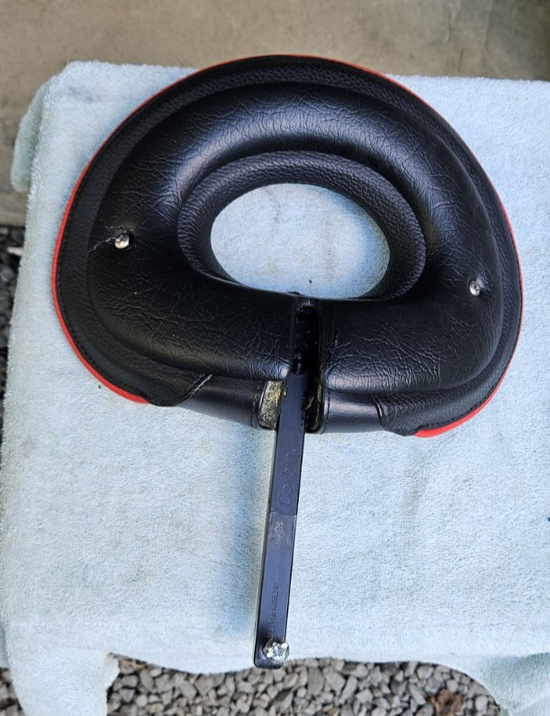 Corbin Standard Backrest motorcycle black leather oval w/ red pinstripe gc