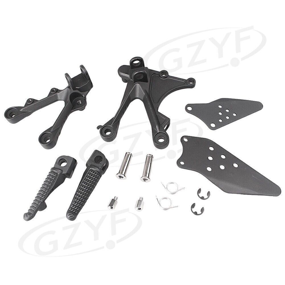 Front Footpegs Footrests Bracket Kit Fit Kawasaki Ninja ZX6R 05-08 Driver Rider