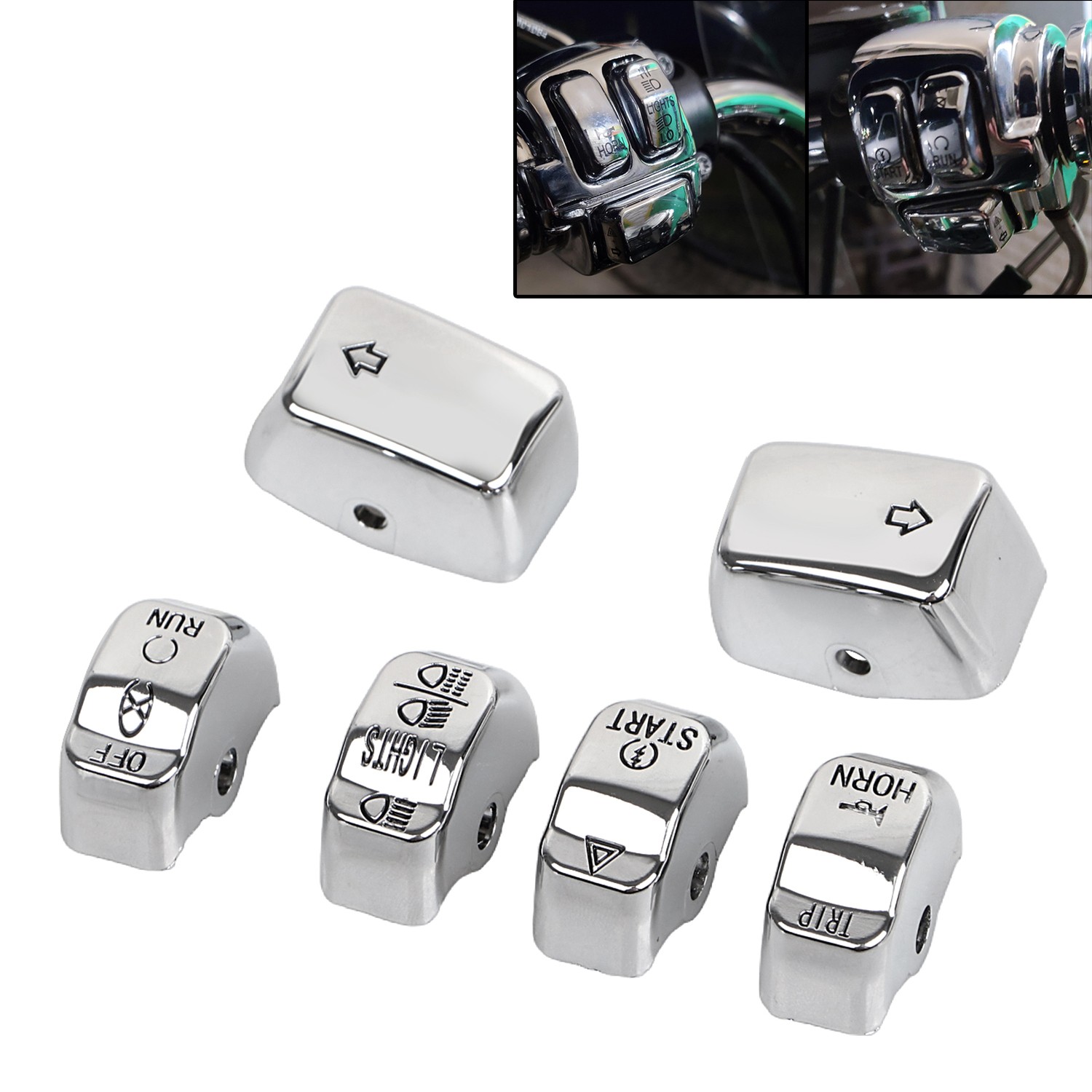 Chrome ABS Switch Housing Button Cap For Harley Softail Dyna Fat Bob Low Rider