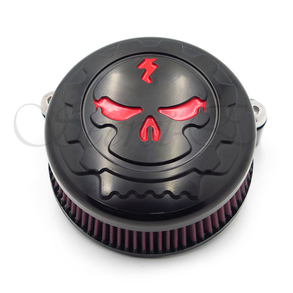 Black Skull Air Cleaner Kit For Harley 2008-2017 Road King FLHR Road Glide FLTRX