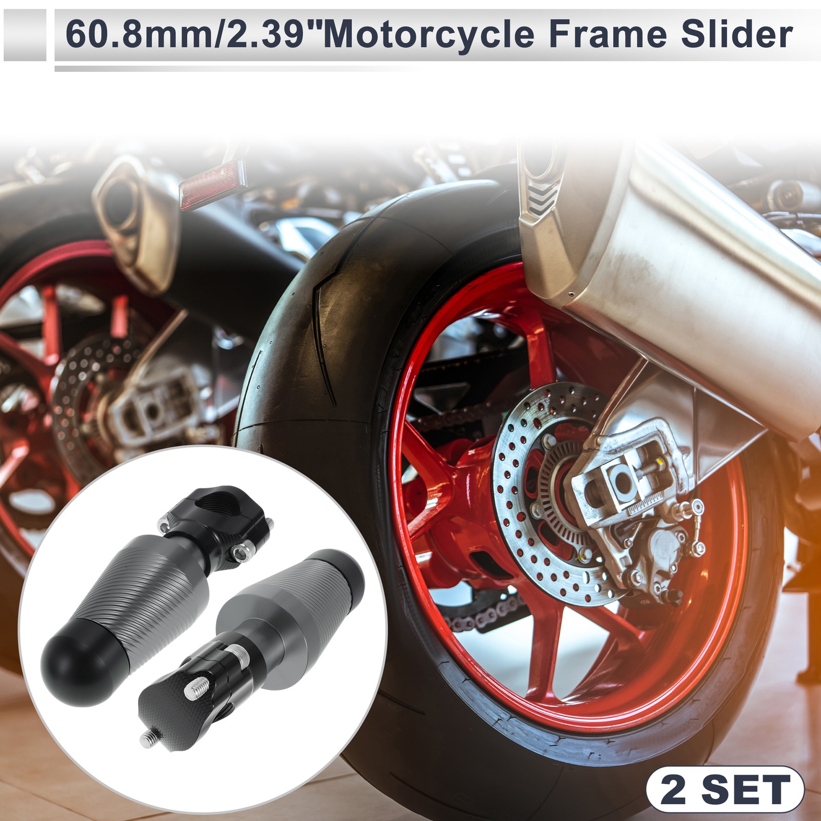 0.87″-1.1″ Aluminum Alloy Motorcycle Slider Frame 2 Pcs screw 2Set Titanium Tone