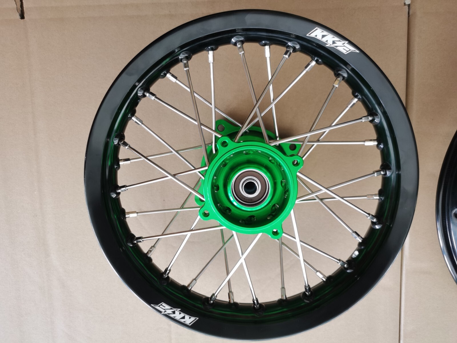 KKE 1.4*14/1.6*12 Mini Dirt Bike Wheels for Kawasaki KX65 2000-2024 Green Hub