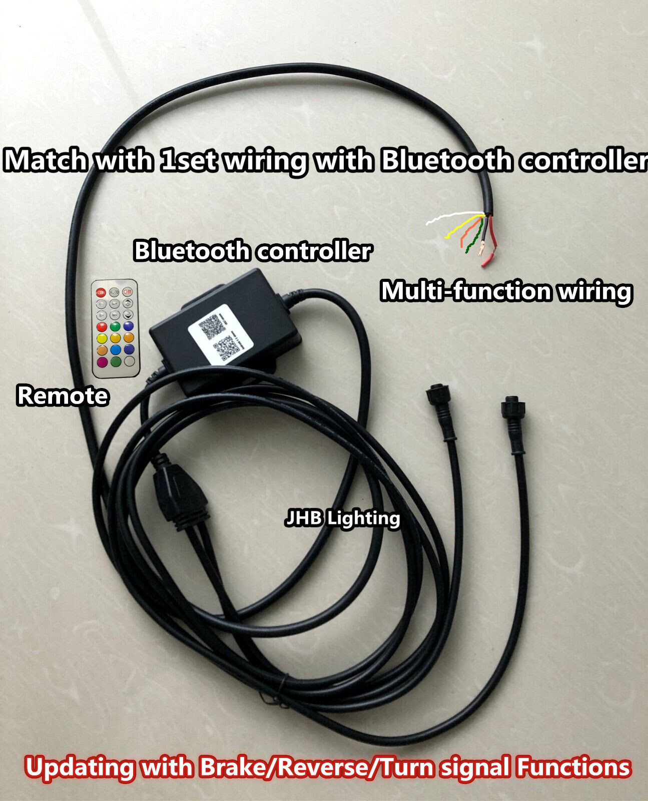 JHB Pair 70MM IP68 Bluetooth+ Remote Chasing Flowing LED Halo Full Rings Lights