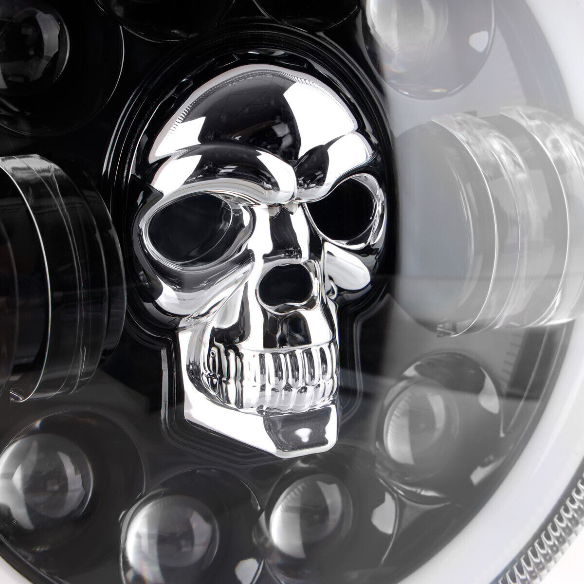 RGB Halo 7inch LED Headlight + Ring Fit For Yamaha Motorcycle V-Star Road Star