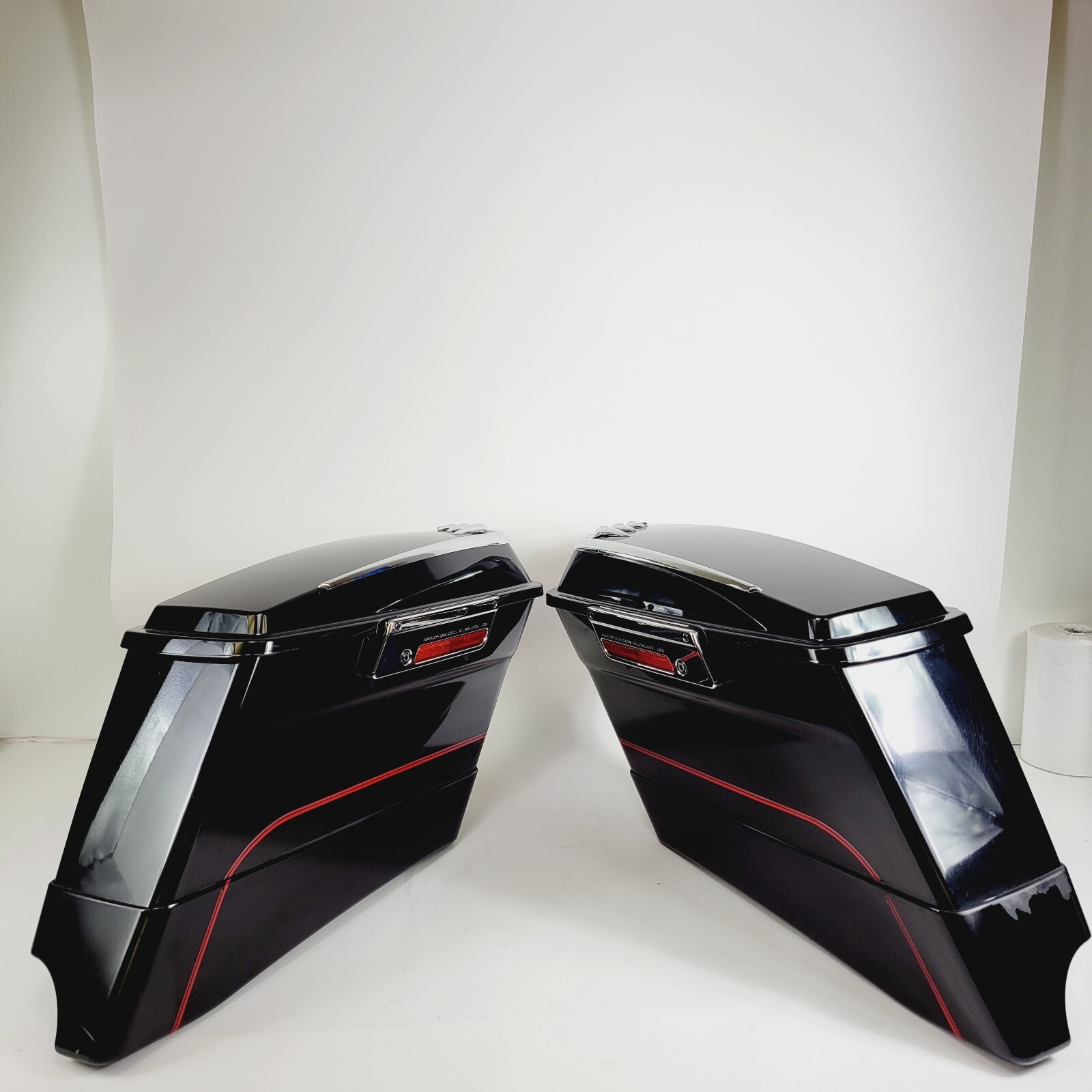 Complete 96-13 Harley Davidson Touring OEM Saddlebag Bottoms Black w/ Extensions