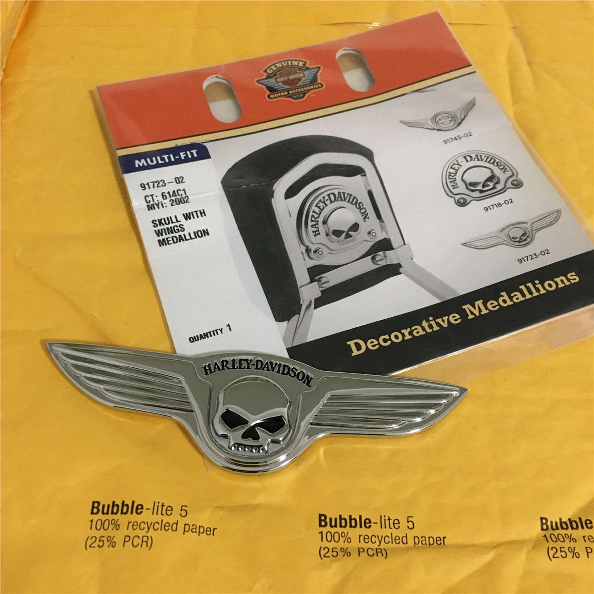Genuine Harley-Davidson Decorative Skull with Wings Medallion 5″ x 1.5″ 91723-02