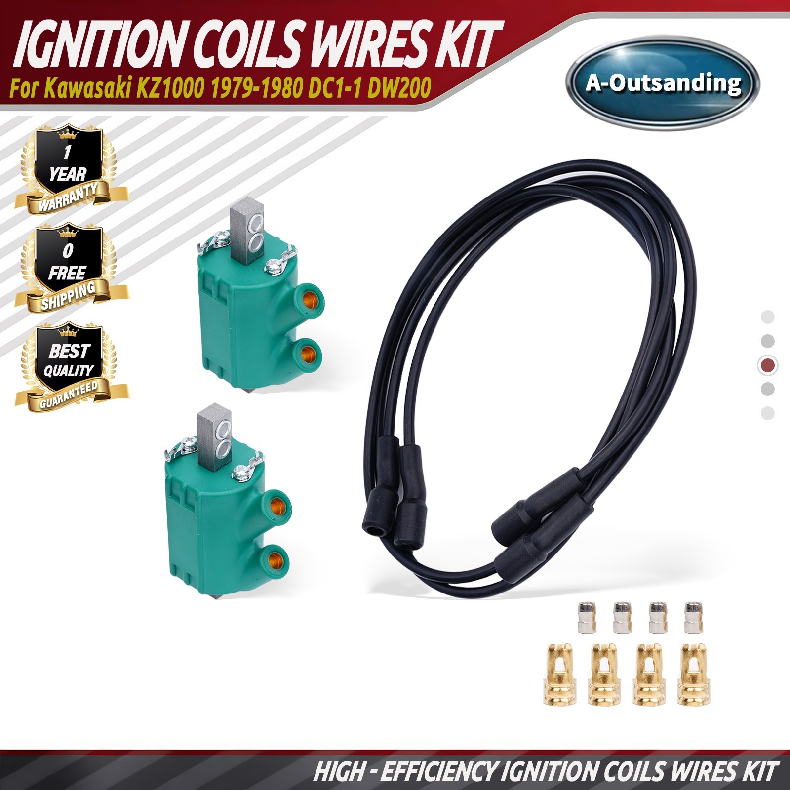 Ignition Coils Wires Kit Fit for Kawasaki KZ900 KZ1000 KZ1100 DC1-1 DW200
