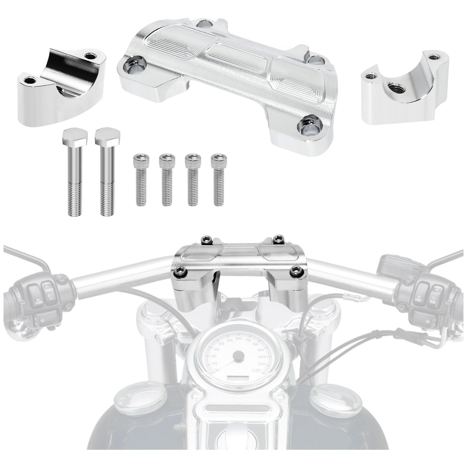 1.5” Tall Handlebar Risers 1.25″ Bar Bottom Mount for Harley Touring Softail