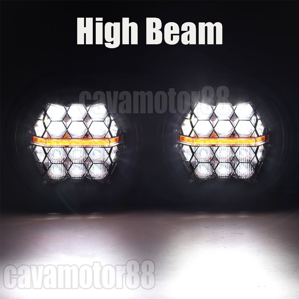 Fit for Harley Road Glide 2003-2013 DOT 270° LED Dual Headlight Head Lamp w/ DRL