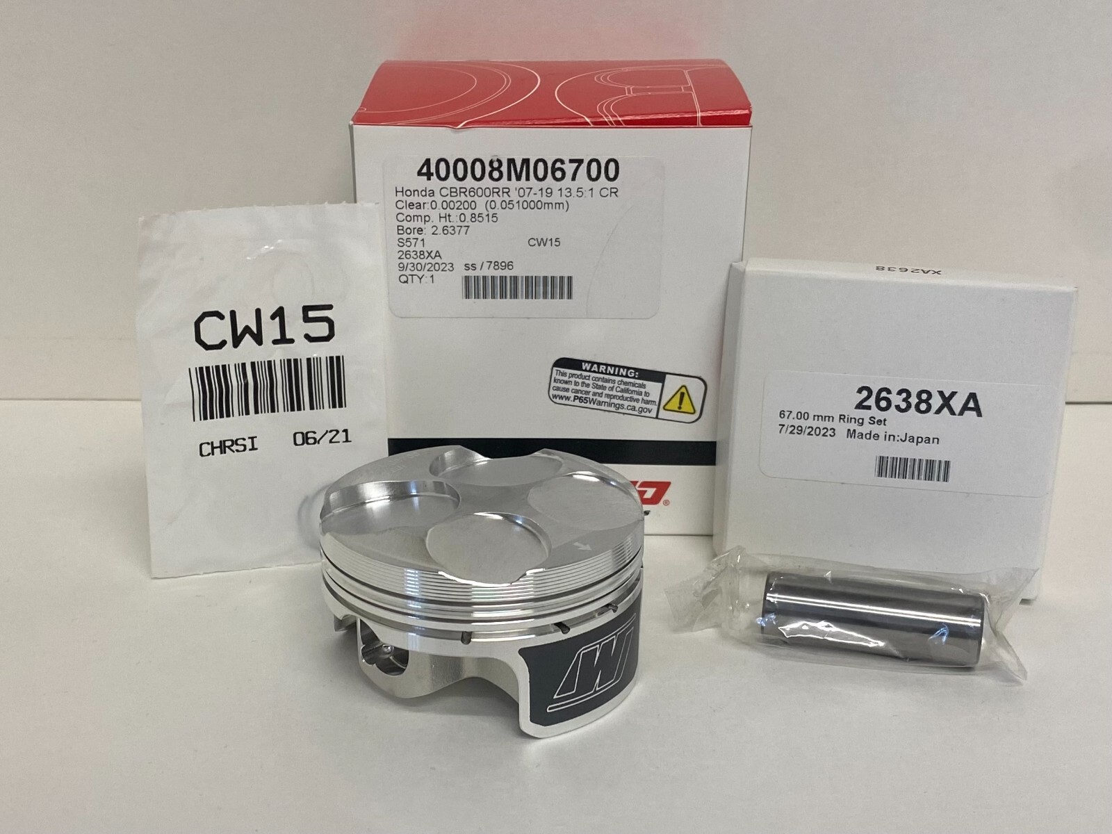 WISECO CK222 FORGED 13.5:1 PISTON KIT RINGS 67mm STD BORE HONDA CBR600RR