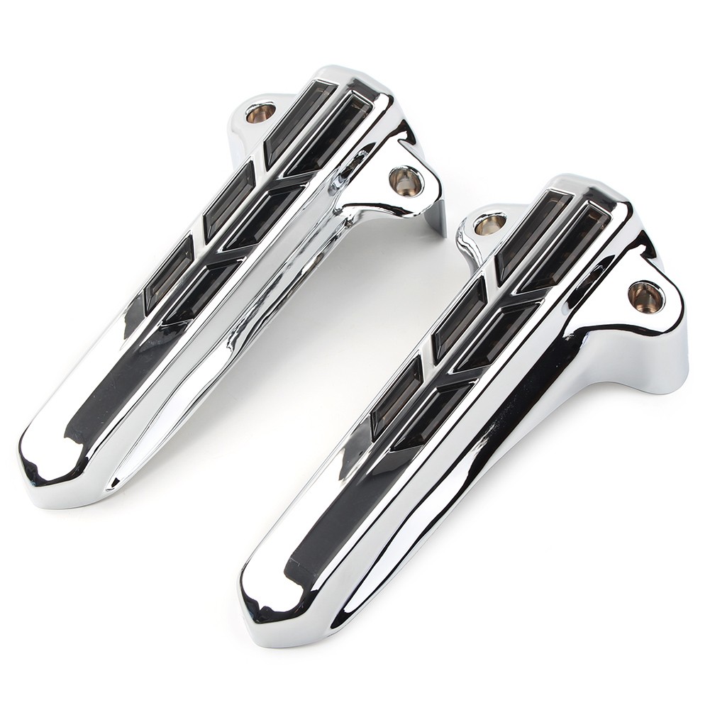 Front Lower Fork Leg Covers LED Light Fit Harley FLHR FLHTK FLHX Chrome-Smoken